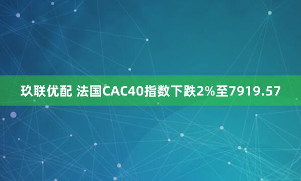 玖联优配 法国CAC40指数下跌2%至7919.57