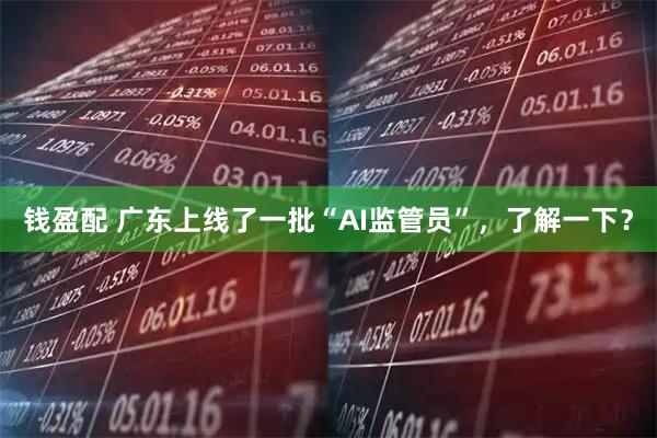 钱盈配 广东上线了一批“AI监管员”，了解一下？